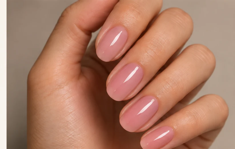 Elegant nude gel nails